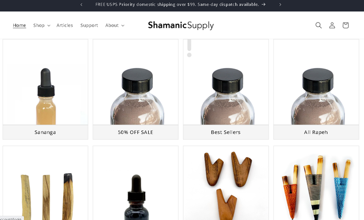 Shamanic Supply (UK) website screenshot