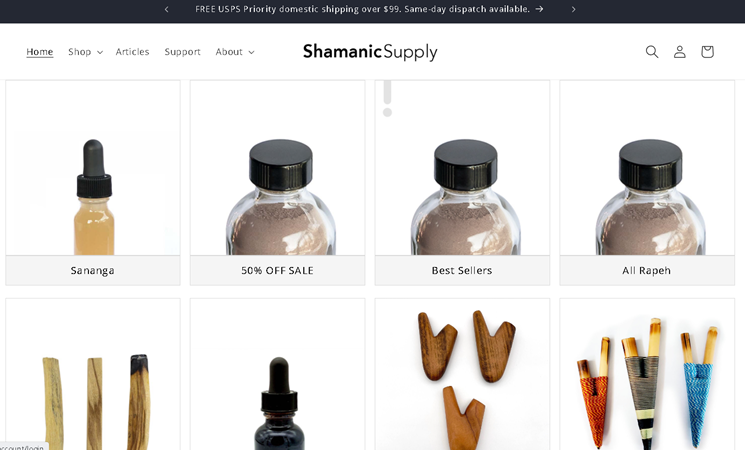 Shamanic Supply (USA) website screenshot