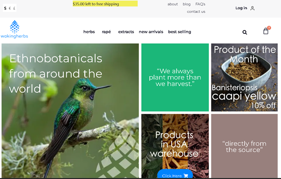 Waking Herbs website screenshot